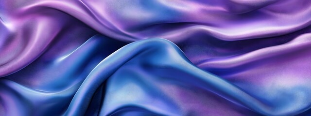 Obraz premium Blue and purple silk satin fabric background with wavy folds