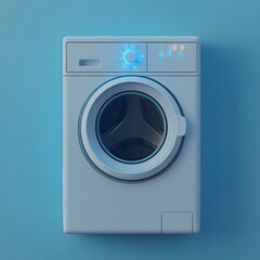 3D Washer Controls Icon: Laundry Machine Settings Illustration Logo