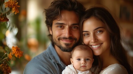 Fototapeta premium parents holding newborn baby unconditional paternal love father day ,mather day concept