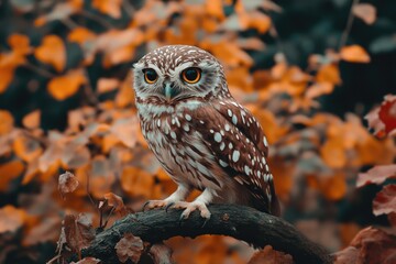 Brown and White Owl Perched