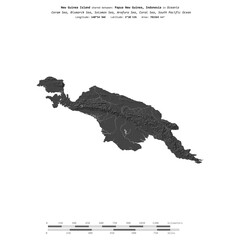 New Guinea Island. Papua New Guinea, Indonesia. Shape on white. Bilevel © zelwanka