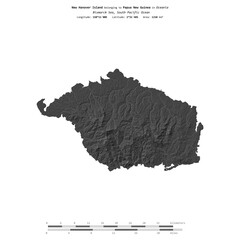 New Hanover Island. Papua New Guinea. Shape on white. Bilevel © zelwanka