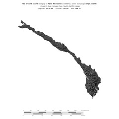 New Ireland Island. Papua New Guinea. Shape on white. Bilevel © zelwanka