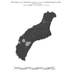 Niihau Island. United States. Shape on white. Bilevel © zelwanka