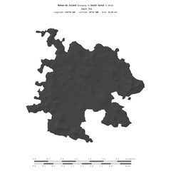 Fototapeta premium Nohwa-do Island. South Korea. Shape on white. Bilevel