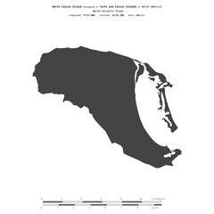 North Caicos Island. Turks and Caicos Islands. Shape on white. Bilevel © zelwanka