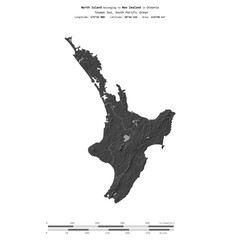 North Island. New Zealand. Shape on white. Bilevel © zelwanka