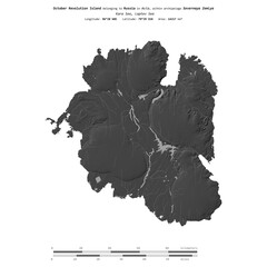 October Revolution Island. Russia. Shape on white. Bilevel © zelwanka