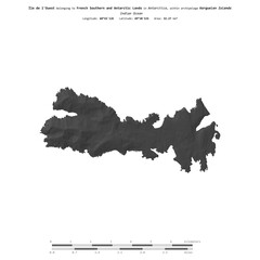 Obraz premium Ile de l'Ouest. French Southern and Antarctic Lands. Shape on white. Bilevel