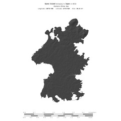 Obraz premium Oyano Island. Japan. Shape on white. Bilevel