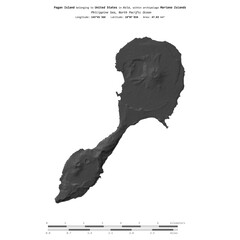 Pagan Island. United States. Shape on white. Bilevel © zelwanka