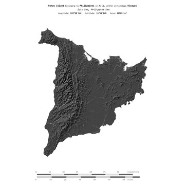 Panay Island. Philippines. Shape on white. Bilevel