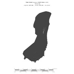 Pidan Island. North Korea. Shape on white. Bilevel © zelwanka