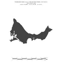 Providenciales Island. Turks and Caicos Islands. Shape on white. Bilevel © zelwanka