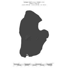 Pyinbugyi Island. Myanmar. Shape on white. Bilevel © zelwanka