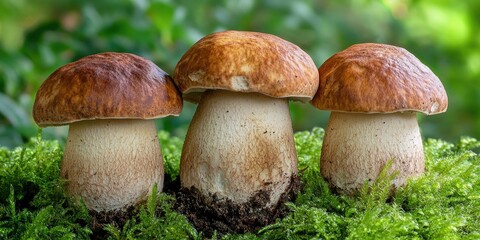 Mushrooms on Green Field