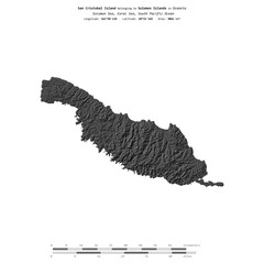 San Cristobal Island. Solomon Islands. Shape on white. Bilevel © zelwanka