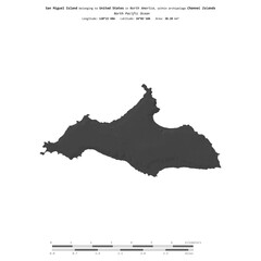 San Miguel Island. United States. Shape on white. Bilevel © zelwanka