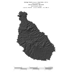Santiago Island. Cape Verde. Shape on white. Bilevel © zelwanka