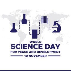 World Science Day for Peace and Development, 10th November, vector Graphic World Science Day for Peace and Development, greeting card, social media template.