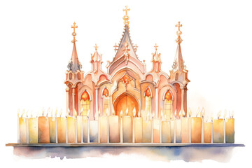 Obraz premium PNG Lit candles architecture building worship.