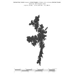 Shetland Main Island. United Kingdom. Shape on white. Bilevel © zelwanka