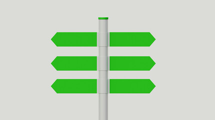 3d direction road sign isolated on white background. 3d way finding sign isolated on white background. Realistic street sign. Direction sign post with arrow. Signpost road direction.