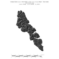 Streymoy Island. Faroe Islands. Shape on white. Bilevel © zelwanka