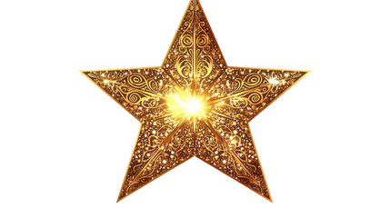 Obraz premium Star Topper with Intricate Sparkling Design for Christmas Tree, PNG File, Transparent Background.