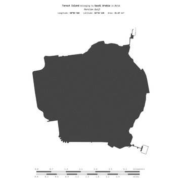 Tarout Island. Saudi Arabia. Shape on white. Bilevel