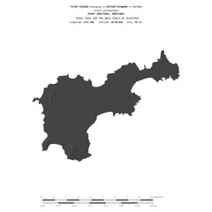 Obraz premium Tiree Island. United Kingdom. Shape on white. Bilevel