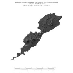 Umnak Island. United States. Shape on white. Bilevel © zelwanka