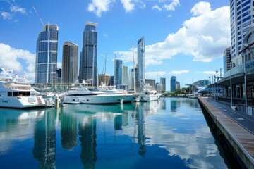 Obraz premium waterfront business district