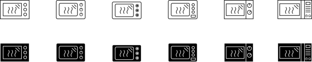 Microwave icon. Oven, microwave oven. Cook, kitchen silhouette, vector icons.