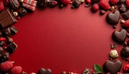 Red Frame with Chocolates and Berries