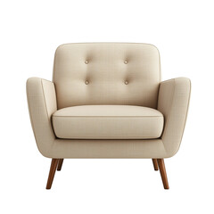 Beige modern armchair isolated on transparent or white background