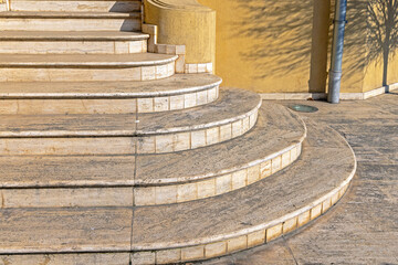 Round Stairs Structure Made From Stone at Sunny Day