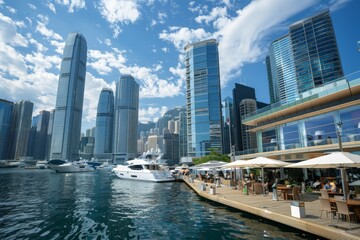 business district with skyscrapers