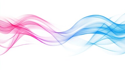 Abstract waves in pink and blue hues create a dynamic and fluid visual effect.