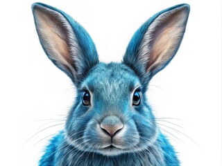 Obraz premium Stunning Blue Rabbit Closeup Portrait Artwork for Nature and Animal Lovers, Perfect for Home Decor and Print Projects