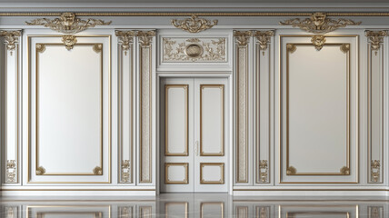 Classic empty room interior design with luxury wall panel 