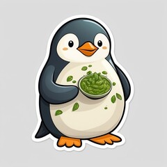 Fototapeta premium The Penguin in Green: A Pesto Wonderland