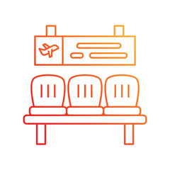 Waiting Seats gradient icon with white background vector stock illustration