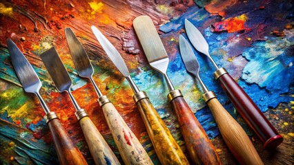Obraz premium Versatile Palette Knives for Painting, Mixing, and Texturing - Essential Tools for Artists and Crafters in Various
