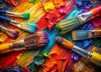 Obraz premium Vibrant Oil Paint Brush Abstract Background for Artistic Inspiration and Creative Projects in Bold Colors and Textured