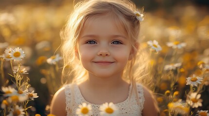 Fototapeta premium cheerful small girl playing outside in spring nature