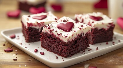 Rich, red velvet brownies, perfect for Valentine's Day.