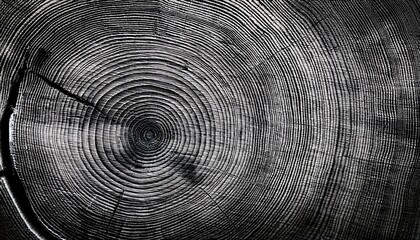 Warm gray cut wood texture. Detailed black and white texture of a felled tree trunk or stump. Rough organic tree rings with close up of end grain.