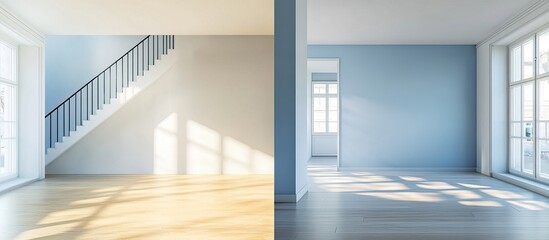 Obraz premium Empty Room with Stairs and Sunlight