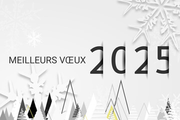 Obraz premium Bonne année - meilleurs vœux 2025 - vecteur pour affiche, bannière, salutation et célébration du nouvel an 2025.